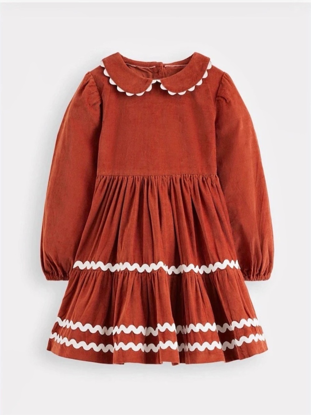 Boden Girls Corduroy Ric Rac Dress Size 2-3 NWT
